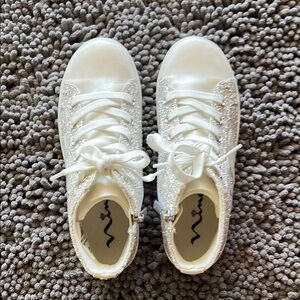 Nina White with silver Glitter High-Top Sneakers